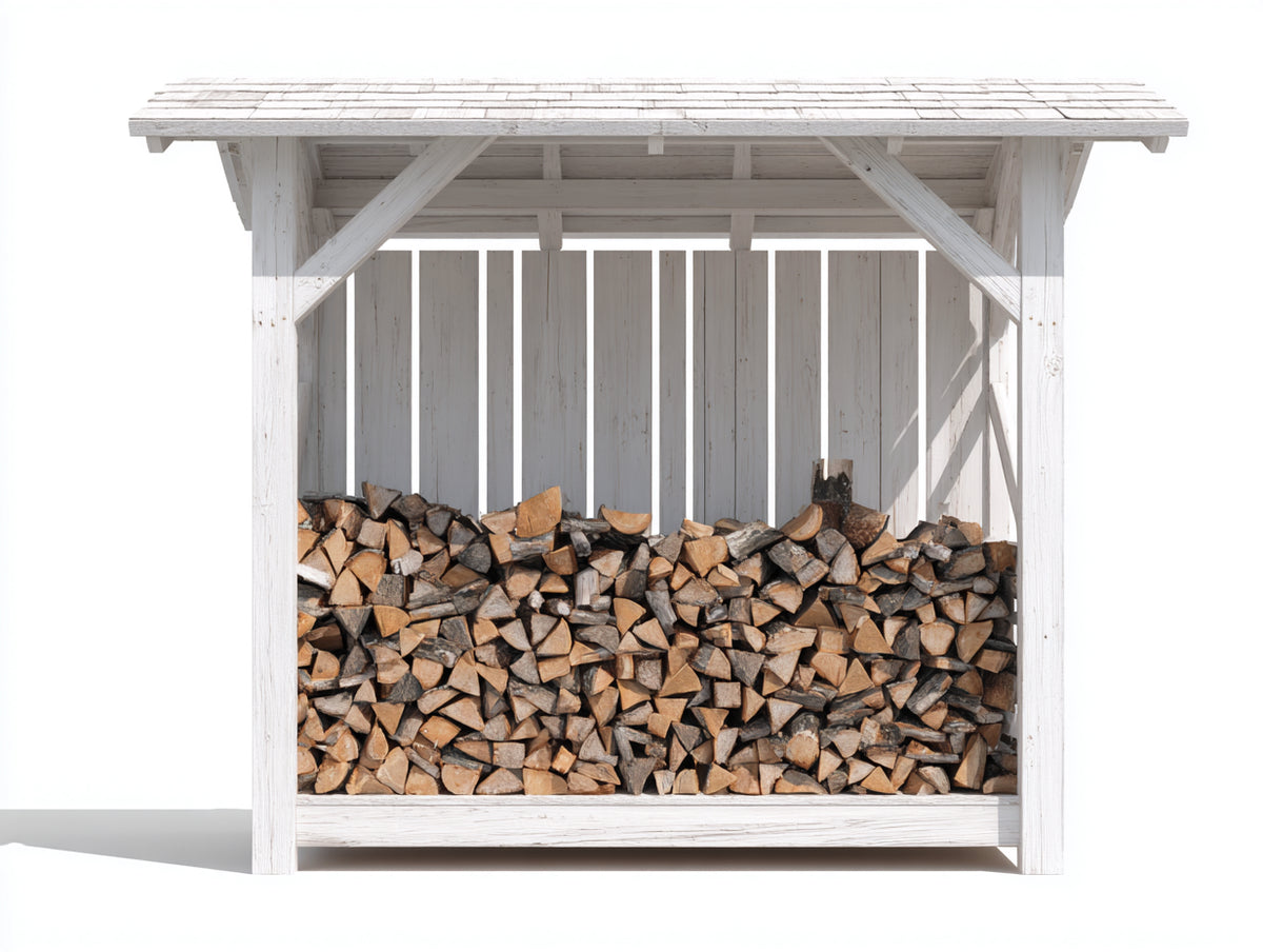 Abri à bûches - Bois - 186 x 72 x 188 cm - Blanc - Style rustique