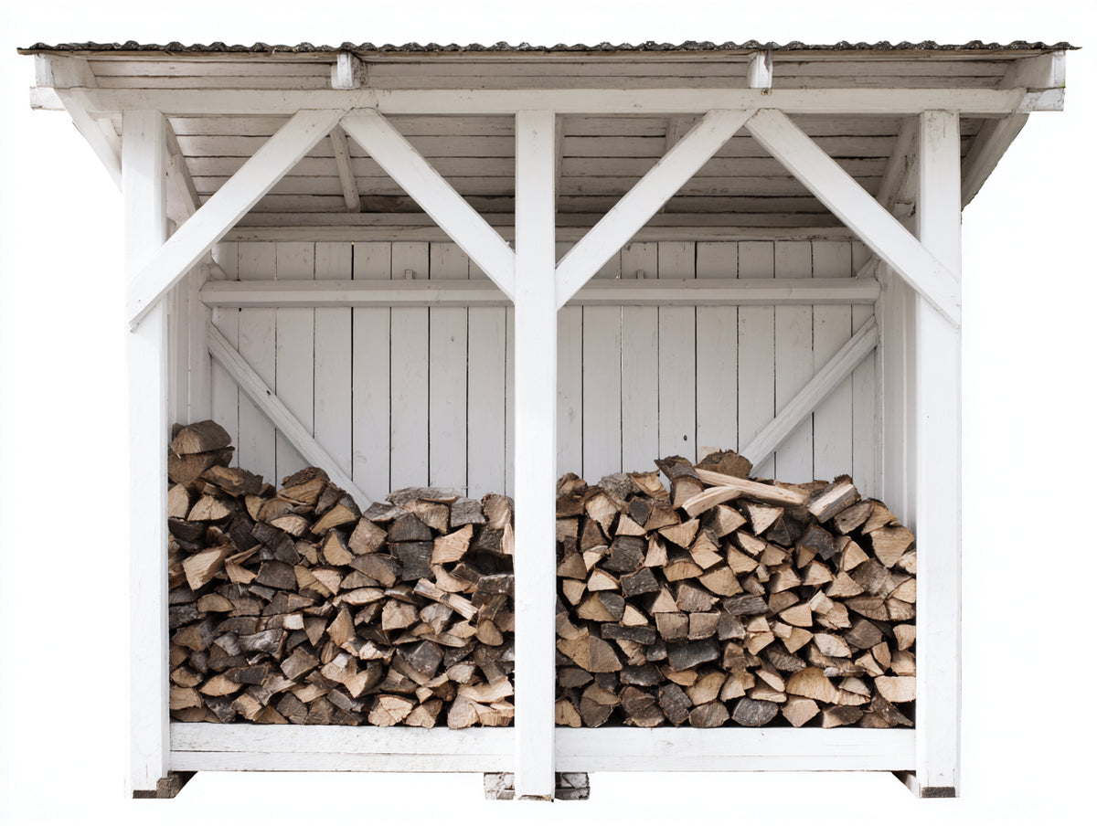 Abri à bûches - Bois - 232 x 74 x 192 cm - Blanc-Gris foncé - Style traditionnel