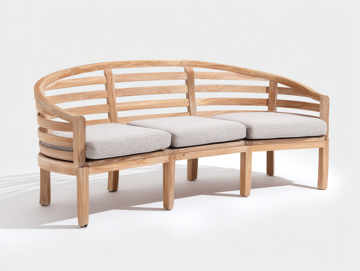 Banc de jardin - Bois-Tissu - 190 x 70 x 86 cm - Bois naturel-Beige clair - Style organique