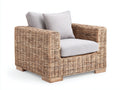 Fauteuil de jardin - Rotin-Tissu - 94 x 88 x 81 cm - Naturel-Gris perle - Style moderne