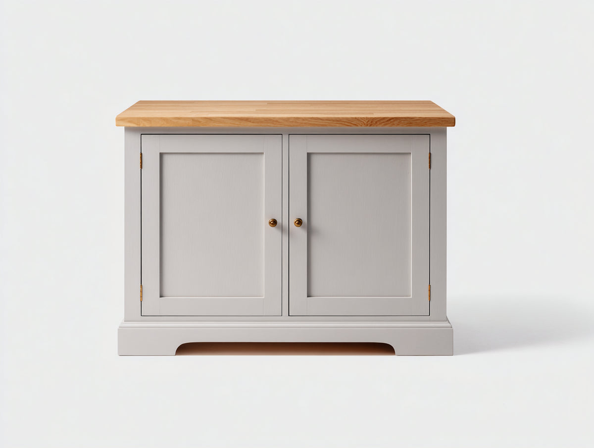 Buffet - bois - 96x41x82 cm - greige-bois naturel - style campagne épuré