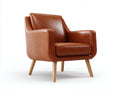 Fauteuil - Cuir - 84 x 90 x 92 cm - Brun camel - Style contemporain épuré