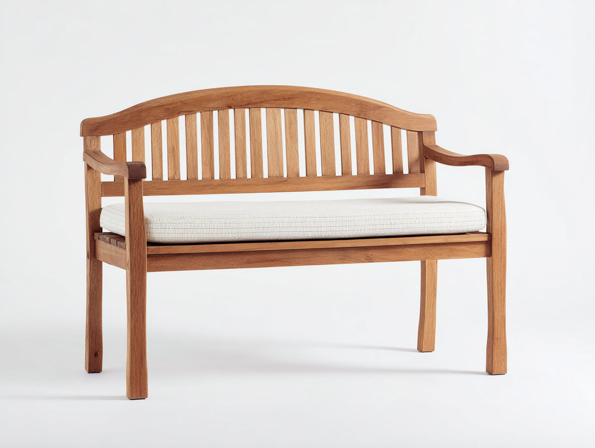 Banc de jardin - Bois-Tissu - 138 x 63 x 92 cm - Marron chaud-Crème - Style classique
