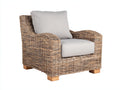 Fauteuil de jardin - rotin tressé-tissu - 90x88x84 cm - beige brun-gris perle - style artisanal naturel