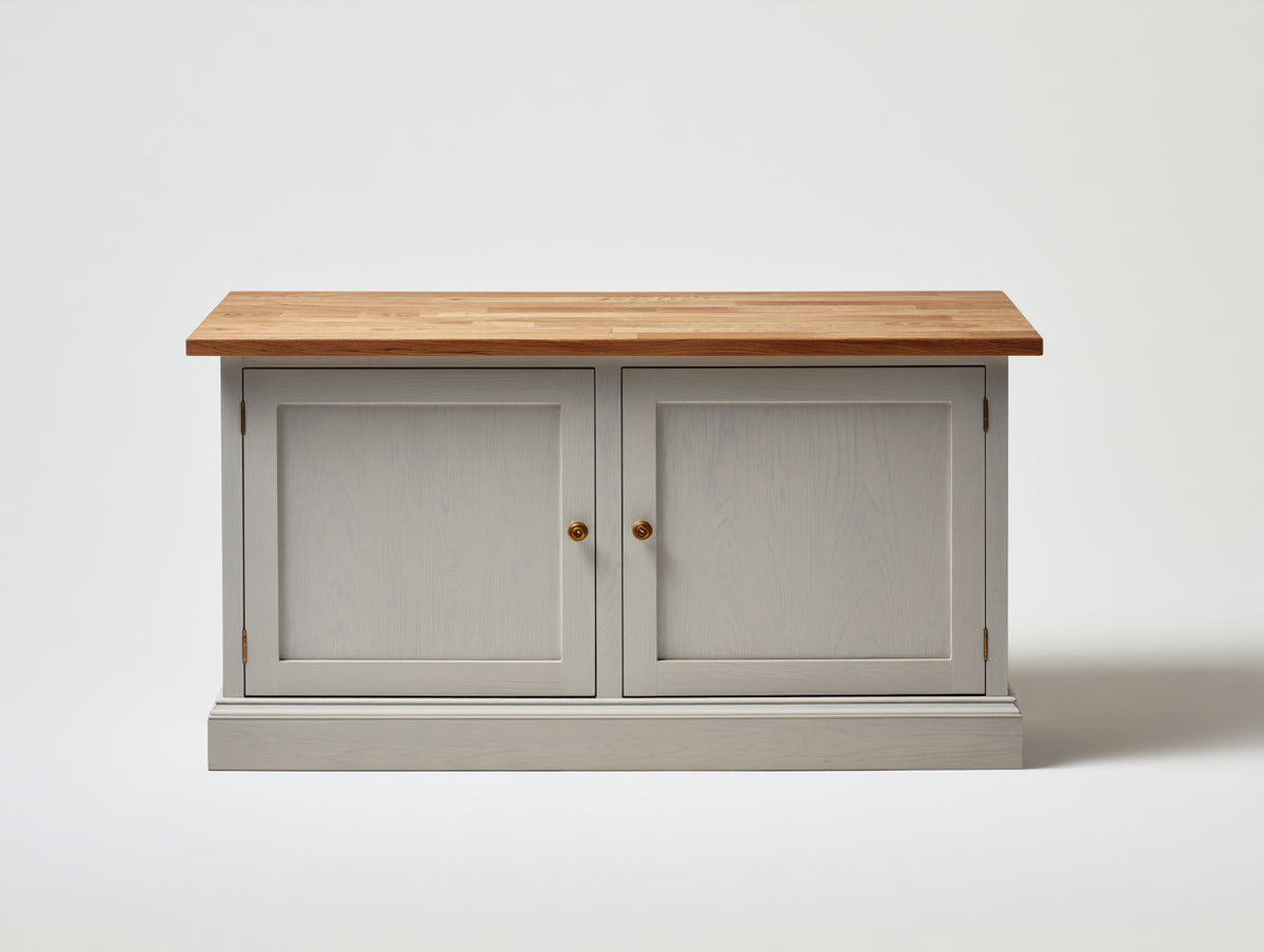 Buffet - bois - 124x43x74 cm - blanc cassé-bois naturel - style campagne classique