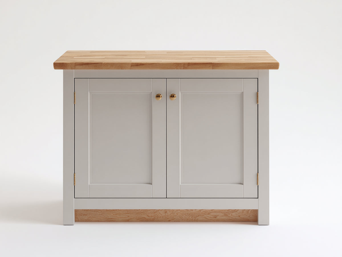 Buffet - bois - 108x42x82 cm - blanc cassé-bois naturel - style classique moderne