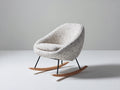 Fauteuil à bascule - tissu bouclette-métal-bois - 78x73x82 cm - écru-noir-bois naturel - style contemporain