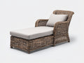 Bain de soleil - Rotin tressé-Tissu - 174 x 80 x 95 cm - Brun grisé-Beige - Style naturel