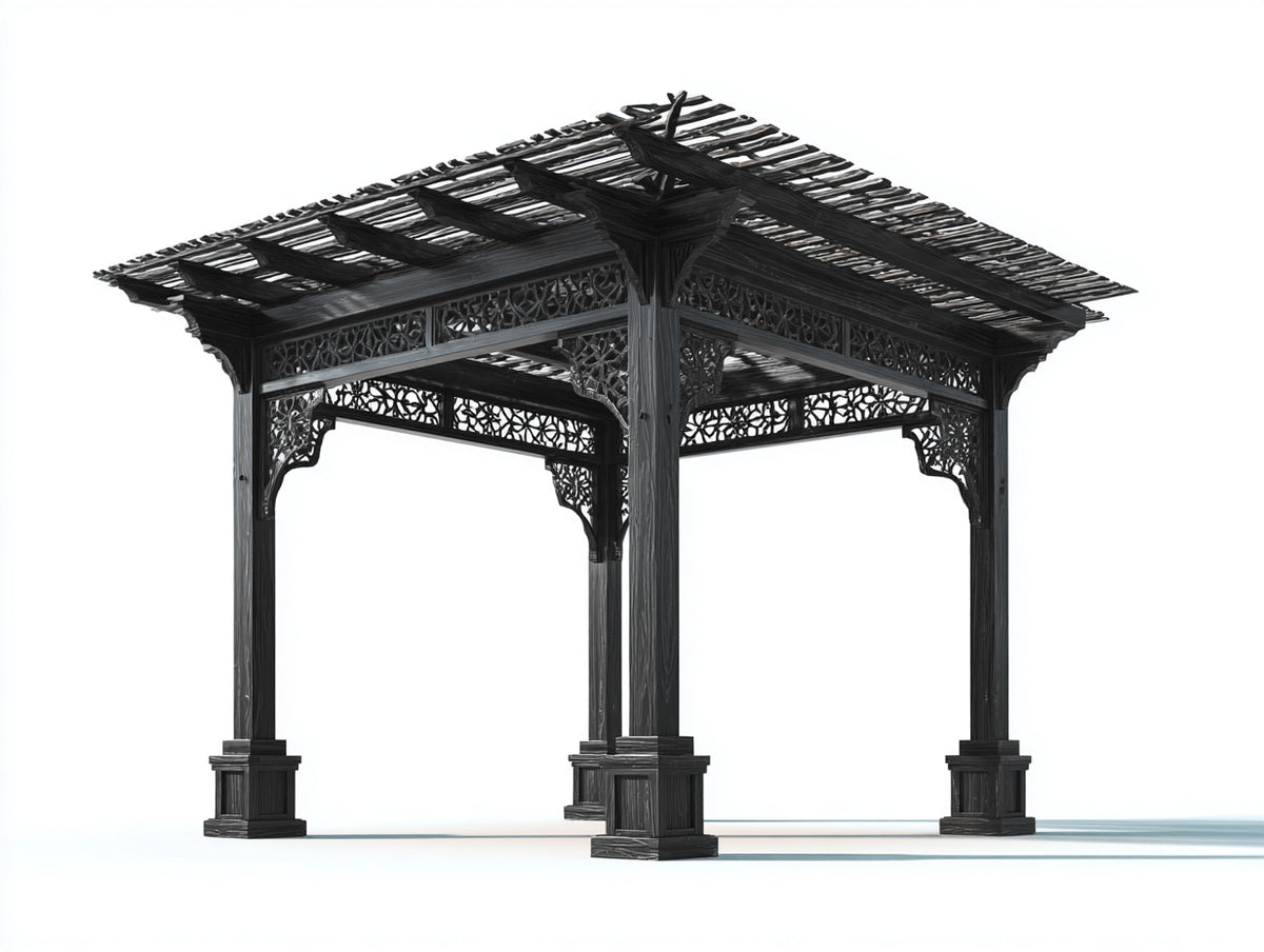 Tonnelle de jardin - Bois - 300x300x270 cm - Noir - Style traditionnel