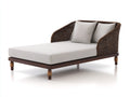 Bain de soleil - Rotin tressé-Tissu-Bois - 191 x 112 x 88 cm - Brun foncé-Beige-Brun - Style contemporain