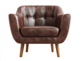 Fauteuil - Cuir - 90 x 89 x 88 cm - Brun chocolat - Style rétro capitonné