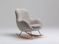 Fauteuil à bascule - tissu bouclette-métal-bois - 78x74x90 cm - gris chiné-noir-bois naturel - style nordique