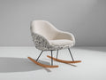 Fauteuil à bascule - tissu bouclette-métal-bois - 76x71x80 cm - écru-noir-bois naturel - style moderne